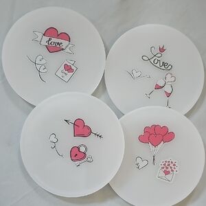 Hand Crafted White and Pink Love-Themed Coaster Set